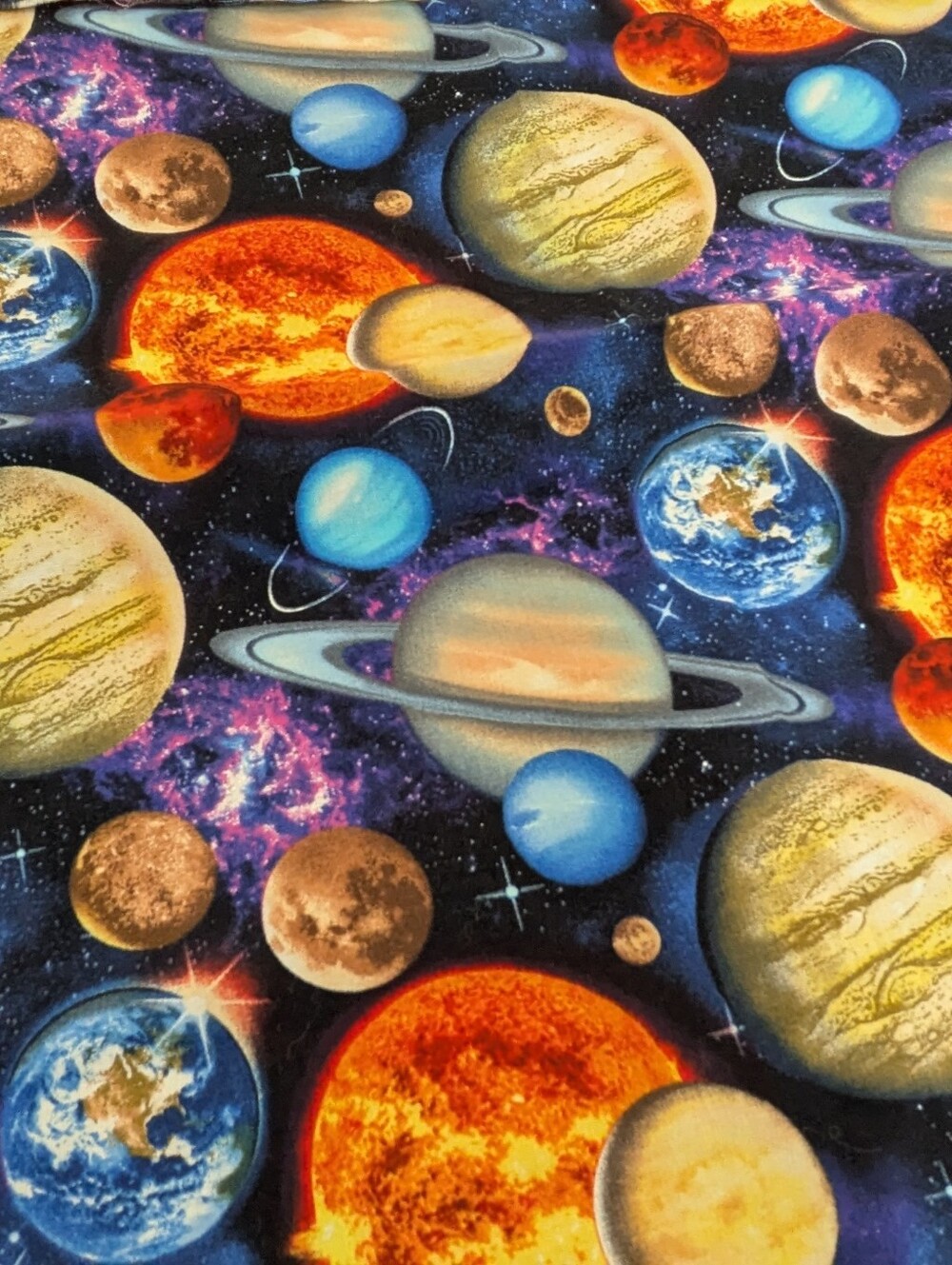 "Planets in Space" Cotton Fabric from Elizabeth's Studio - 42" wide x 20" long